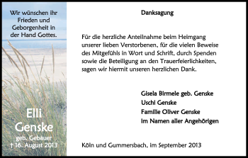 Anzeige von Elli Genske von Kölner Stadt-Anzeiger / Kölnische Rundschau / Express