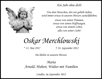 Anzeige von Oskar Merchlowski von Kölner Stadt-Anzeiger / Kölnische Rundschau / Express