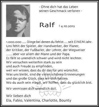 Anzeige von Ralf  von Kölner Stadt-Anzeiger / Kölnische Rundschau / Express