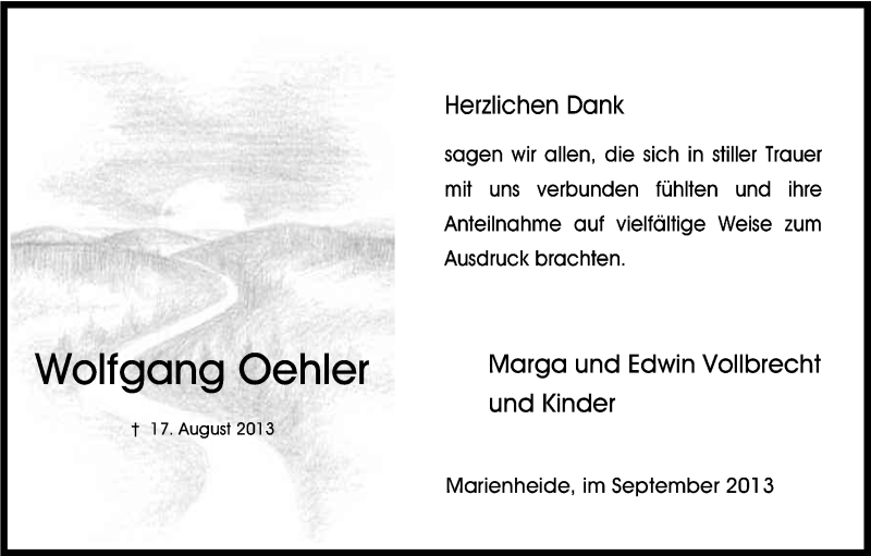  Traueranzeige für Wolfgang Oehler vom 27.09.2013 aus Kölner Stadt-Anzeiger / Kölnische Rundschau / Express