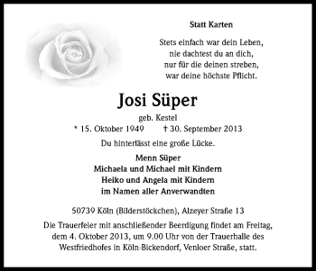 Anzeige von Süper Süper von Kölner Stadt-Anzeiger / Kölnische Rundschau / Express
