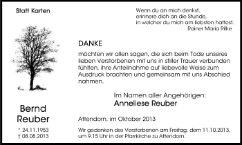 Anzeige von Bernd Reuber von Kölner Stadt-Anzeiger / Kölnische Rundschau / Express