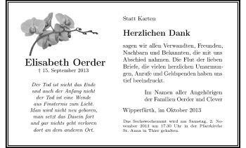 Anzeige von Elisabeth Oerder von Kölner Stadt-Anzeiger / Kölnische Rundschau / Express