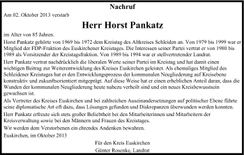 Anzeige von Horst Pankatz von Kölner Stadt-Anzeiger / Kölnische Rundschau / Express
