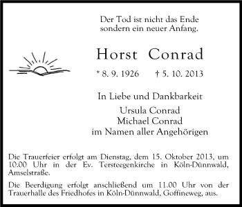 Anzeige von Horst Conrad von Kölner Stadt-Anzeiger / Kölnische Rundschau / Express