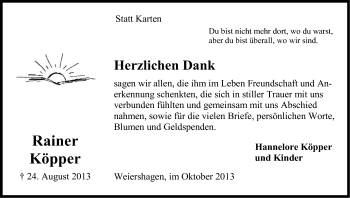 Anzeige von Rainer Köpper von Kölner Stadt-Anzeiger / Kölnische Rundschau / Express