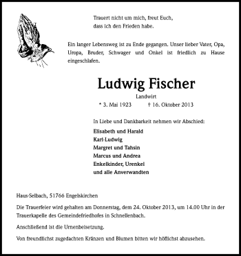 Anzeige von Ludwig Fischer von Kölner Stadt-Anzeiger / Kölnische Rundschau / Express