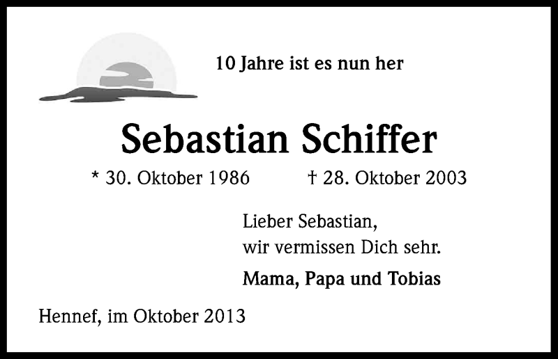  Traueranzeige für Sebastian Schiffer vom 28.10.2013 aus Kölner Stadt-Anzeiger / Kölnische Rundschau / Express