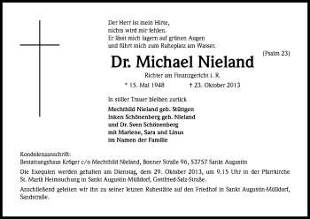 Anzeige von Michael Nieland von Kölner Stadt-Anzeiger / Kölnische Rundschau / Express