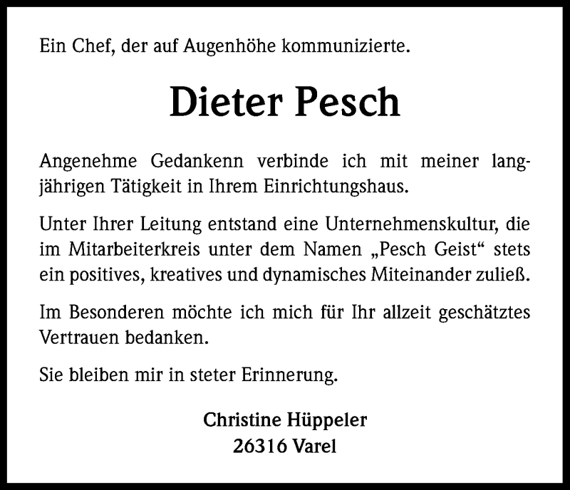  Traueranzeige für Dieter Pesch vom 26.10.2013 aus Kölner Stadt-Anzeiger / Kölnische Rundschau / Express