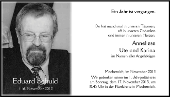 Anzeige von Eduard Schuld von Kölner Stadt-Anzeiger / Kölnische Rundschau / Express