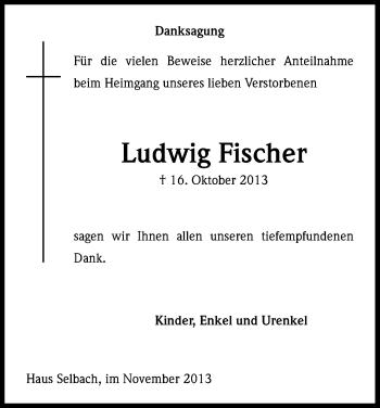 Anzeige von Ludwig Fischer von Kölner Stadt-Anzeiger / Kölnische Rundschau / Express