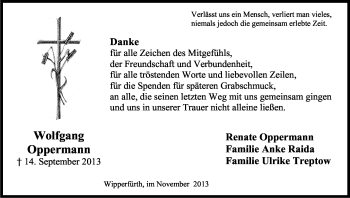 Anzeige von Wolfgang Oppermann von Kölner Stadt-Anzeiger / Kölnische Rundschau / Express