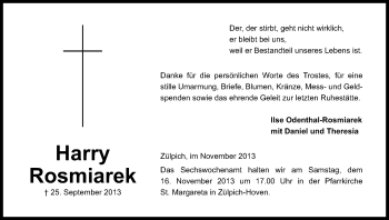 Anzeige von Harry Rosmiarek von Kölner Stadt-Anzeiger / Kölnische Rundschau / Express