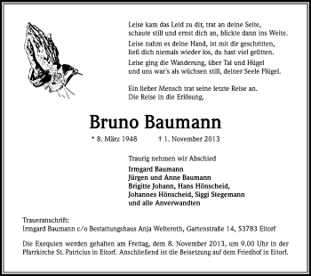 Anzeige von Bruno Baumann von Kölner Stadt-Anzeiger / Kölnische Rundschau / Express