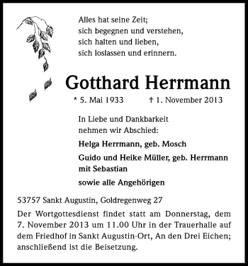 Anzeige von Gotthard Herrmann von Kölner Stadt-Anzeiger / Kölnische Rundschau / Express