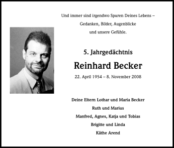 Anzeige von Reinhard Becker von Kölner Stadt-Anzeiger / Kölnische Rundschau / Express