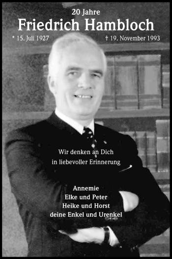 Anzeige von Friedrich Hambloch von Kölner Stadt-Anzeiger / Kölnische Rundschau / Express