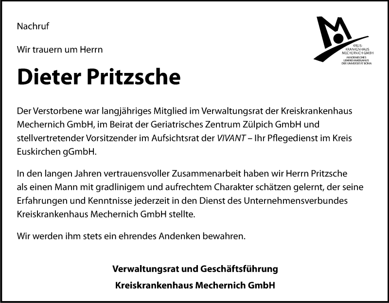 Traueranzeige für Dieter Pritzsche vom 13.11.2013 aus Kölner Stadt-Anzeiger / Kölnische Rundschau / Express