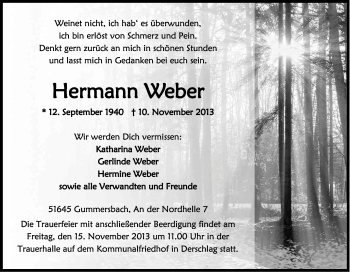 Anzeige von Hermann Weber von Kölner Stadt-Anzeiger / Kölnische Rundschau / Express