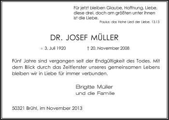 Anzeige von Josef Müller von Kölner Stadt-Anzeiger / Kölnische Rundschau / Express