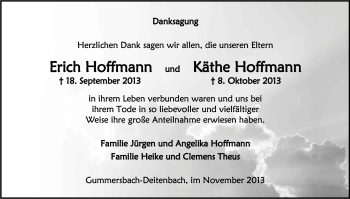 Anzeige von Käthe Hoffmann von Kölner Stadt-Anzeiger / Kölnische Rundschau / Express