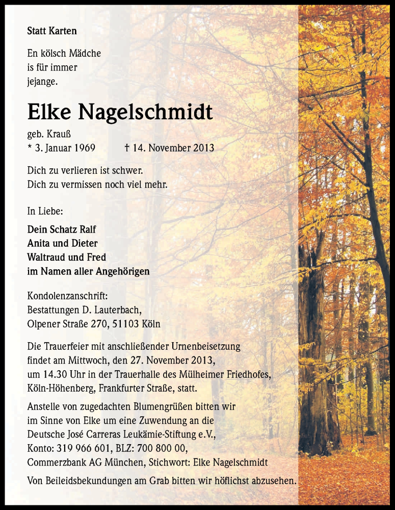  Traueranzeige für Elke Nagelschmidt vom 18.07.2023 aus Kölner Stadt-Anzeiger / Kölnische Rundschau / Express
