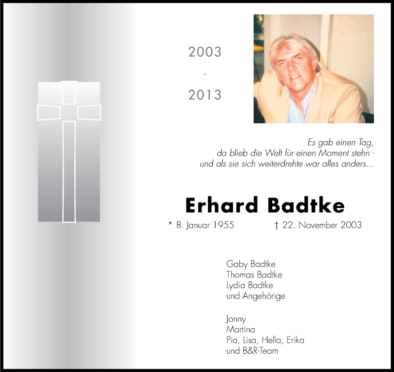  Traueranzeige für Erhard Badtke vom 22.11.2013 aus Kölner Stadt-Anzeiger / Kölnische Rundschau / Express