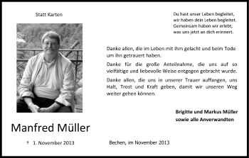 Anzeige von Manfred Müller von Kölner Stadt-Anzeiger / Kölnische Rundschau / Express