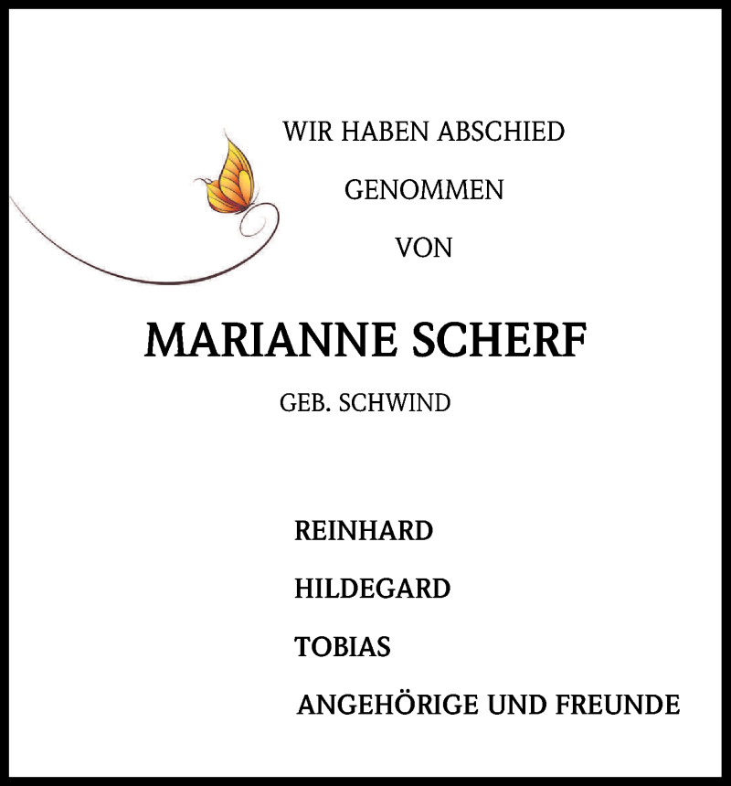  Traueranzeige für Marianne Scherf vom 23.11.2013 aus Kölner Stadt-Anzeiger / Kölnische Rundschau / Express
