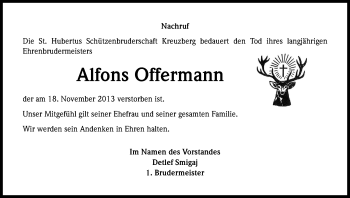 Anzeige von Alfons Offermann von Kölner Stadt-Anzeiger / Kölnische Rundschau / Express