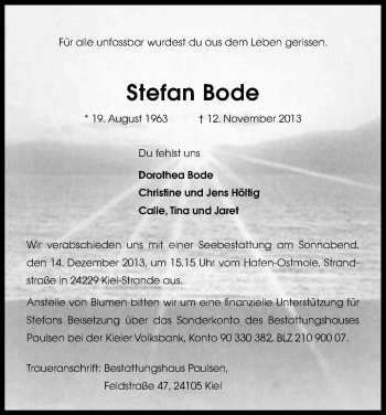 Anzeige von Stefan Bode von Kölner Stadt-Anzeiger / Kölnische Rundschau / Express