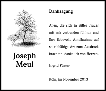 Anzeige von Joseph Meul von Kölner Stadt-Anzeiger / Kölnische Rundschau / Express