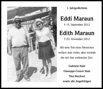 Anzeige von Edith Maraun von Kölner Stadt-Anzeiger / Kölnische Rundschau / Express