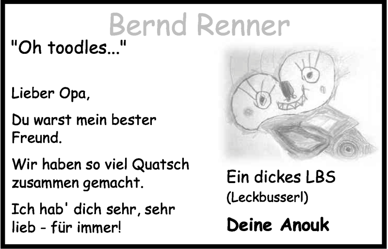  Traueranzeige für Bernd Renner vom 27.11.2013 aus Kölner Stadt-Anzeiger / Kölnische Rundschau / Express