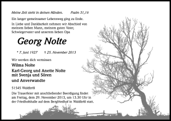 Anzeige von Georg Nolte von Kölner Stadt-Anzeiger / Kölnische Rundschau / Express