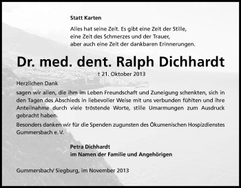 Anzeige von Ralph Dichhardt von Kölner Stadt-Anzeiger / Kölnische Rundschau / Express