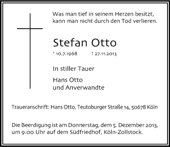 Anzeige von Stefan Otto von Kölner Stadt-Anzeiger / Kölnische Rundschau / Express