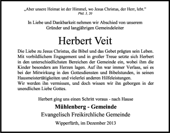 Anzeige von Herbert Veit von Kölner Stadt-Anzeiger / Kölnische Rundschau / Express