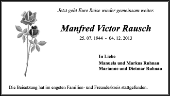Anzeige von Manfred Rausch von Kölner Stadt-Anzeiger / Kölnische Rundschau / Express