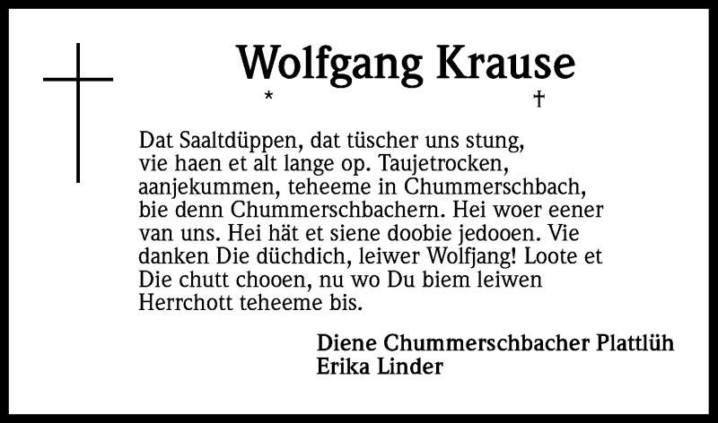  Traueranzeige für Wolfgang Krause vom 12.12.2013 aus Kölner Stadt-Anzeiger / Kölnische Rundschau / Express