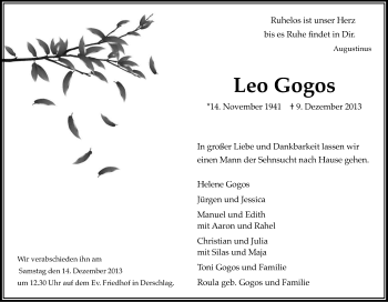 Anzeige von Leo Gogos von Kölner Stadt-Anzeiger / Kölnische Rundschau / Express