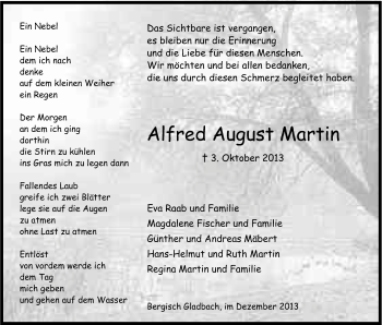 Anzeige von Alfred August Martin von Kölner Stadt-Anzeiger / Kölnische Rundschau / Express