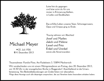 Anzeige von Michael Meyer von Kölner Stadt-Anzeiger / Kölnische Rundschau / Express