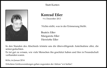 Anzeige von Konrad Eßer von Kölner Stadt-Anzeiger / Kölnische Rundschau / Express