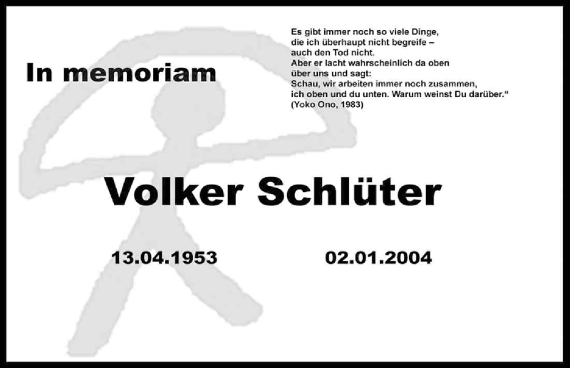  Traueranzeige für Volker Schlüter vom 02.01.2014 aus Kölner Stadt-Anzeiger / Kölnische Rundschau / Express