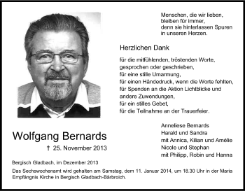 Anzeige von Wolfgang Bernards von Kölner Stadt-Anzeiger / Kölnische Rundschau / Express