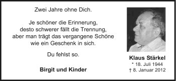 Anzeige von Klaus Stärkel von Kölner Stadt-Anzeiger / Kölnische Rundschau / Express