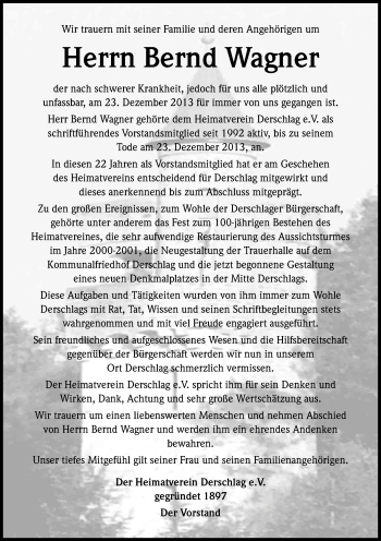 Anzeige von Bernd Wagner von Kölner Stadt-Anzeiger / Kölnische Rundschau / Express
