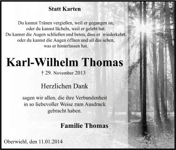 Anzeige von Karl-Wilhelm Thomas von Kölner Stadt-Anzeiger / Kölnische Rundschau / Express